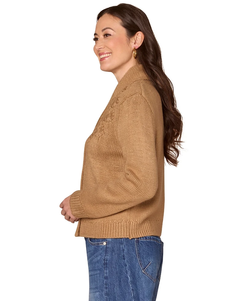 Democracy Women's Long Sleeve Shawl Collar Sweater