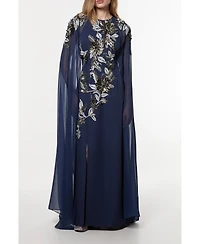 Karen Millen Women's Floral 3D Cape Sleeve Maxi Dress
