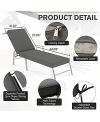 Aecojoy Chaise Lounge Cushions Outdoor Set of 2, 72x21x4 Inch Lounge Chair Cushion, Fade Resistant Patio Sun Lounger Replacement