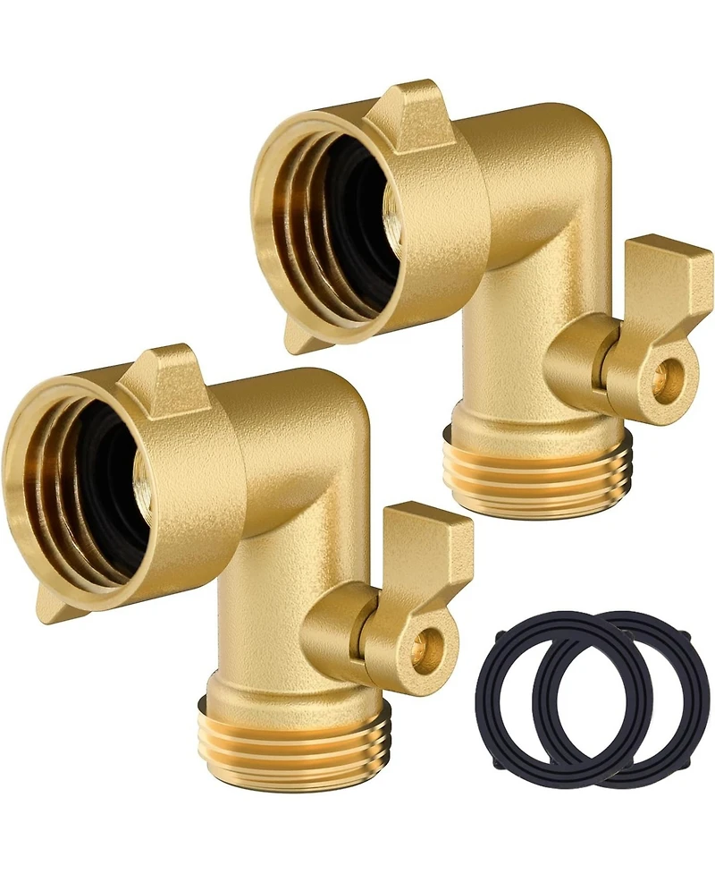 Twinkle Star Garden Hose Elbow with Shut Off Valve Brass Connector 2-Pack
