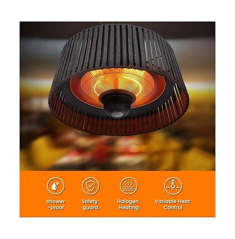 Hanging Heater Lamp, 1500W Waterproof Electric Patio Heater with Remote Control
