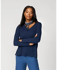 Cable & Gauge Women's V-Neck Rib Tunic Sweater