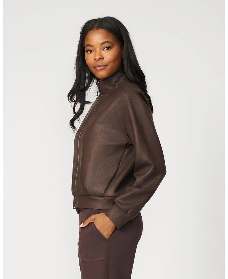 Cable & Gauge Women's Coated Cropped Bomber Jacket