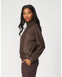 Cable & Gauge Women's Coated Cropped Bomber Jacket
