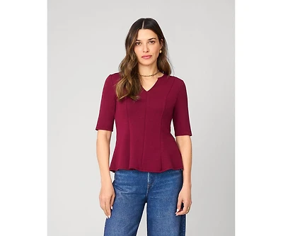 Cable & Gauge Women's Minimalist Scuba Peplum Top