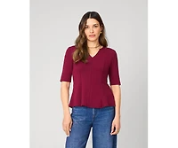 Cable & Gauge Women's Minimalist Scuba Peplum Top