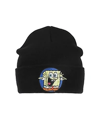 Spongebob Squarepants Men's Spongebob Square Pants Embroidered Circle Character Patch On Black Cuff Beanie