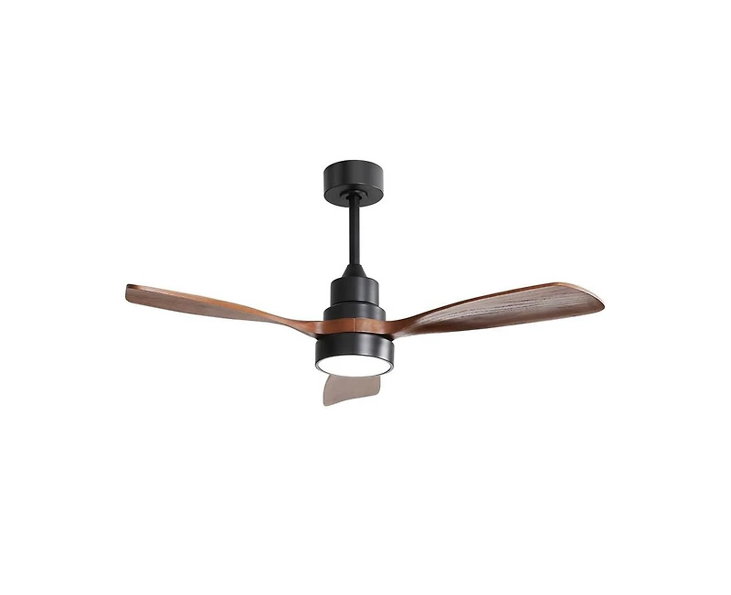 48-inch Modern Downrod Indoor Walnut Wood 3-Blade Led Ceiling Fan Light with Remote Control Support Six Speed Ajustable