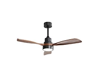 48-inch Modern Downrod Indoor Walnut Wood 3-Blade Led Ceiling Fan Light with Remote Control Support Six Speed Ajustable