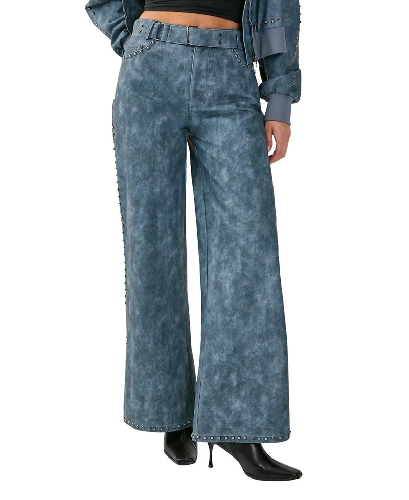 Nasty Gal Women's Studded Detail Belted Trouser