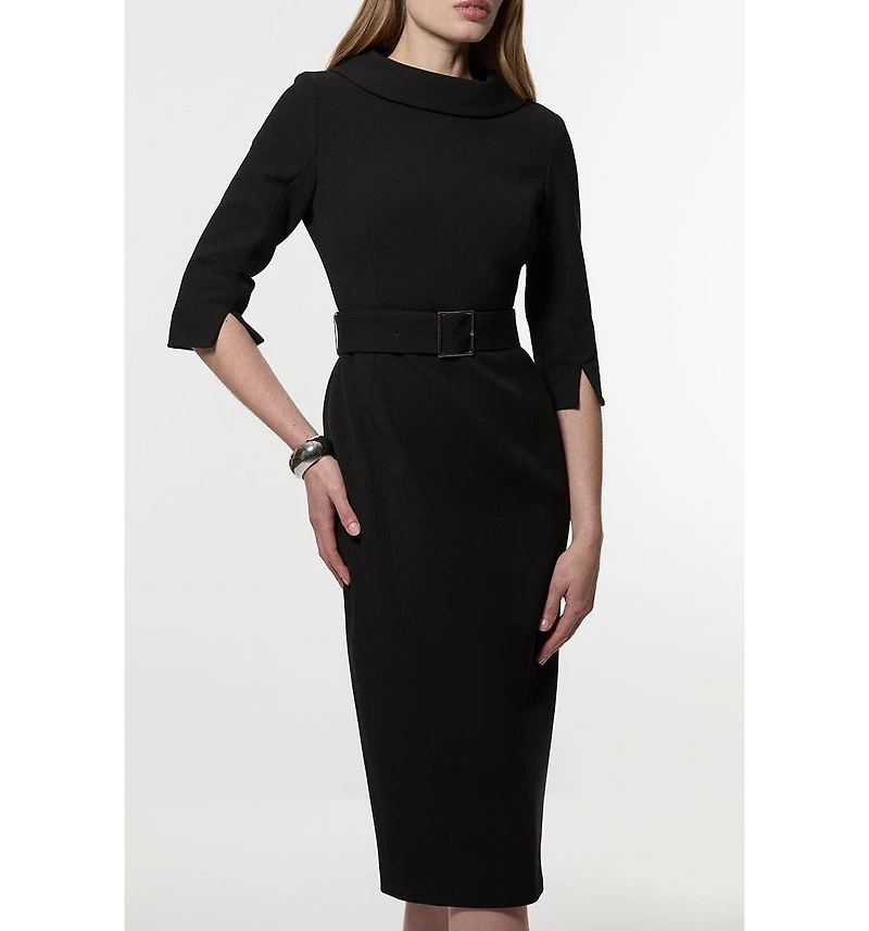Karen Millen Women's Crepe Roll Neck Midi Dress
