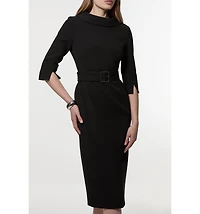 Karen Millen Women's Crepe Roll Neck Midi Dress