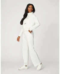 Cable & Gauge Women's Soft Brushed Funnel Neck Top Straight Leg Pant