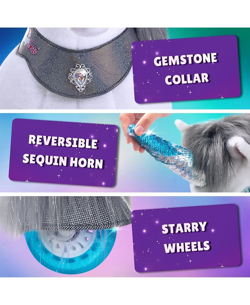 PonyCycle Model Y Grey Unicorn Rideable Toy for Age -4