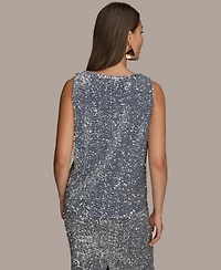 Donna Karan New York Women's Embellished Sequin Scoop Neck Camisole Top