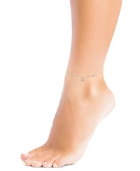 Macy's Cubic Zirconia Flower Beaded Anklet (0.14 ct. t.w.) in 14kK Gold Over Sterling Silver (also in Sterling Silver)