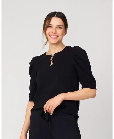 Cable & Gauge Puff Sleeve Bow Top