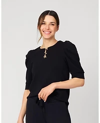 Cable & Gauge Puff Sleeve Bow Top