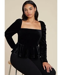 Eloquii Women's Velvet Peplum Top
