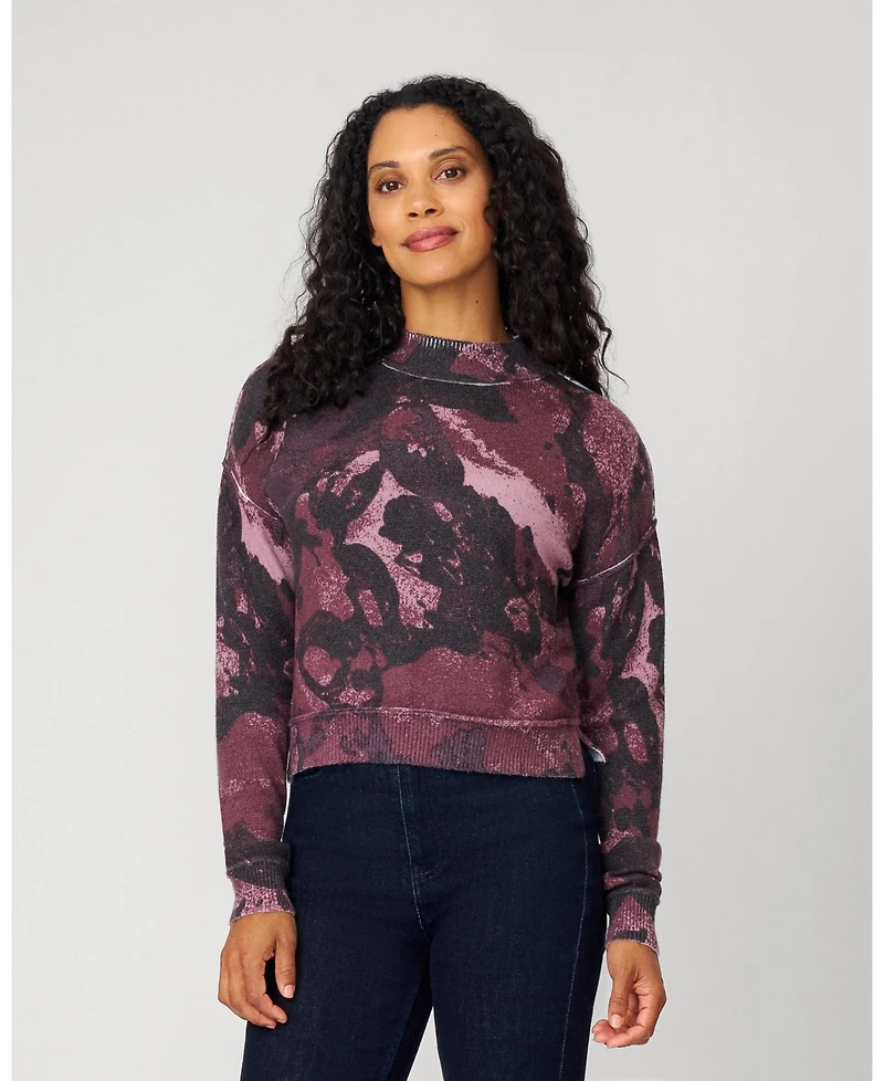 Cable & Gauge Women's Abstract Mock Neck Sweater