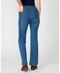 Cable & Gauge Women's High Rise Retro Flare Jean, Medium Blue