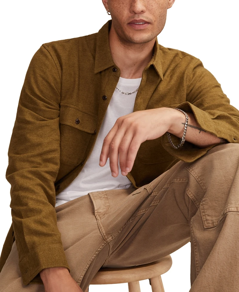 Lucky Brand Men's Solid Cloud Soft Flannel Long Sleeve Shirt