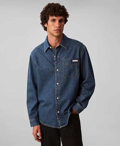 Calvin Klein Men's Button-Front Denim Overshirt