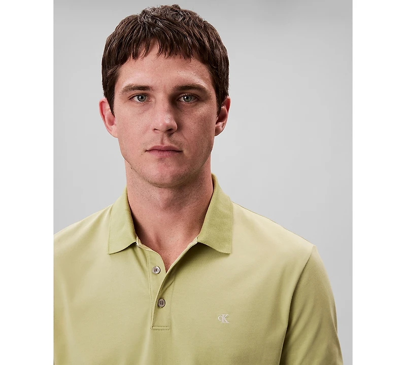Calvin Klein Men's Regular-Fit Smooth Cotton Monogram Logo Polo Shirt