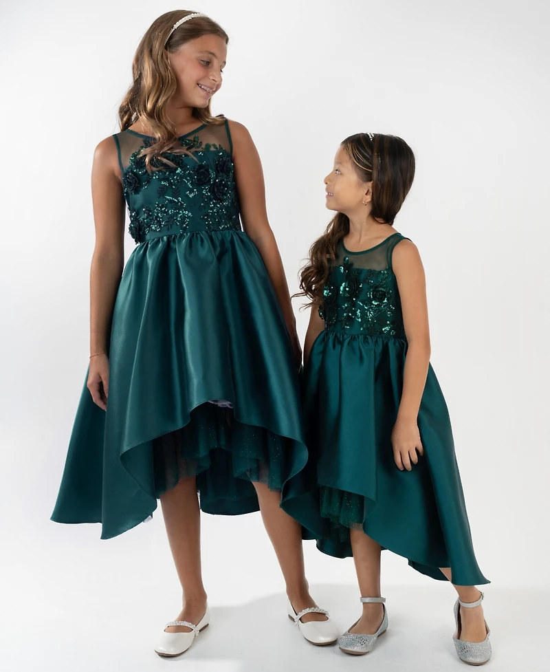Rare Editions Girls 7-16 Sequin Applique Illusion Sleeveless Dress