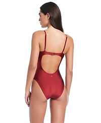 Red Carter Pearls Of Wisdom Tank One-Piece Swimsuit