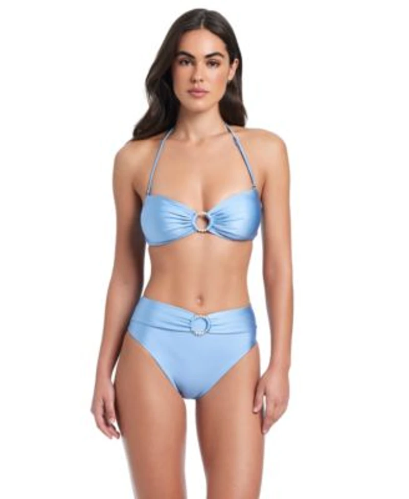 Red Carter Pearls Of Wisdom O Ring Bandeau Top High Waist Bottom