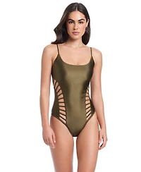 Red Carter Cross Side Cut Out One-Piece Swimsuit