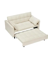 Maison Boucle Velvet Loveseat Sofa Bed with Pull-Out Sleeper, 3-in-1 Convertible Couch Storage Pockets & Tufted Back for Small Spaces-Maison Bouc