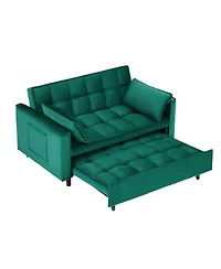 Maison Boucle Velvet Loveseat Sofa Bed with Pull-Out Sleeper, 3-in-1 Convertible Couch with Storage Pockets & Tufted Back for Small Spaces-Maison Bouc