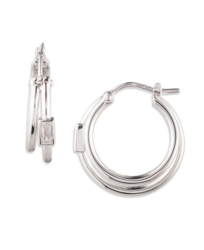 Lauren Ralph Lauren Split Cubic Zirconia Hoop Sterling Silver Earrings