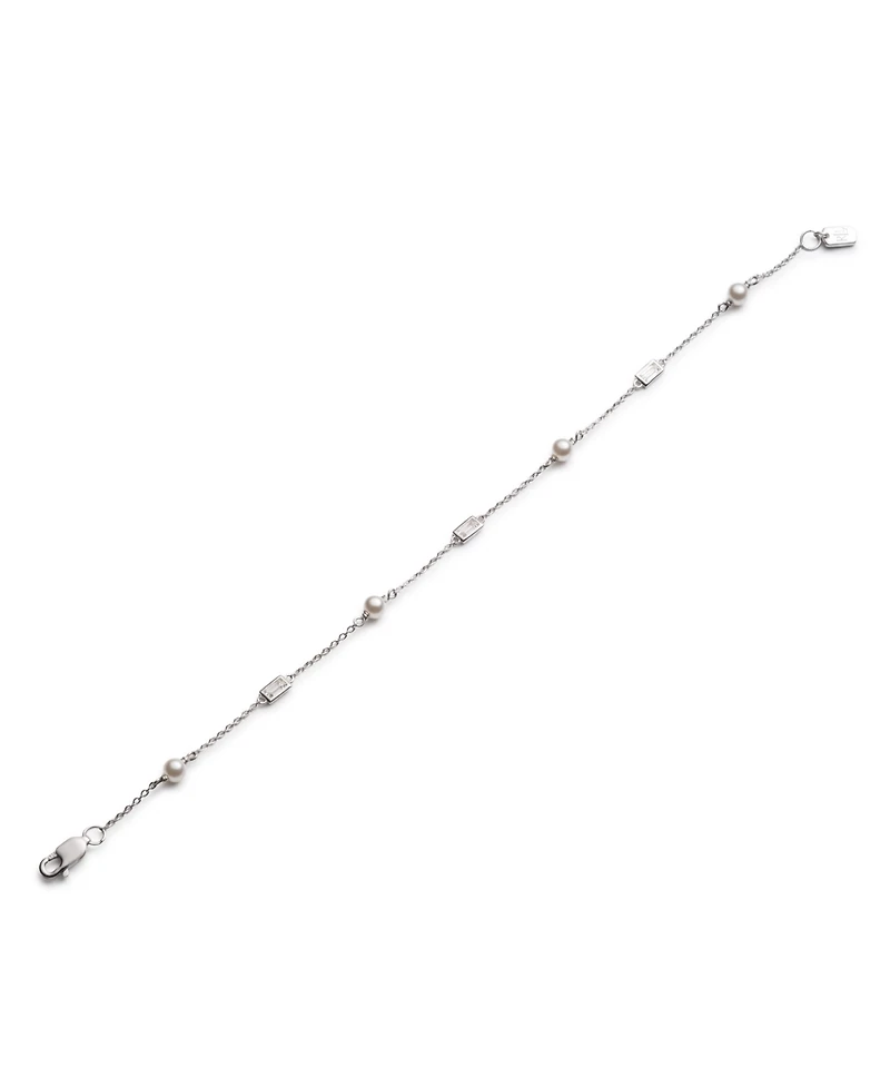 Lauren Ralph Lauren Cubic Zirconia & Imitation Pearl Sterling Silver Station Flex Bracelet
