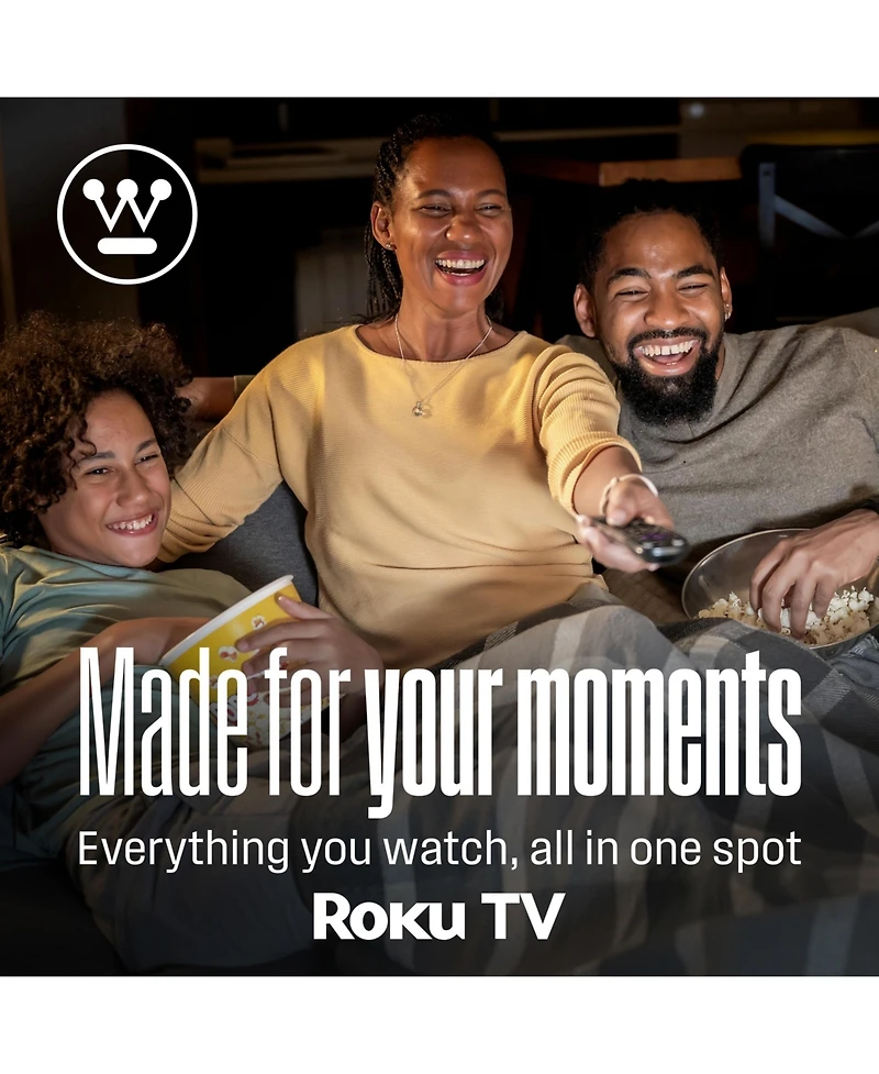 Westinghouse 40" Roku Smart Tv, Fhd Qled, Dolby+, Wi-Fi, Bluetooth, Apple AirPlay, Alexa & Google Assistant, Flat Screen