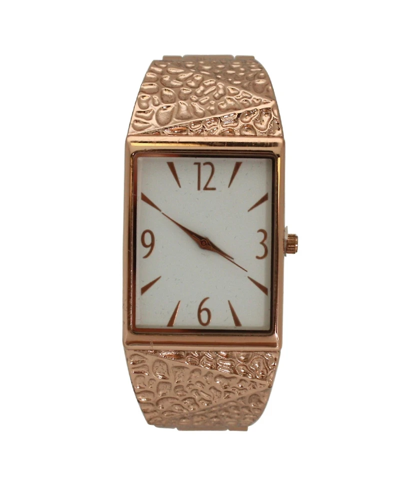 Rose Gold Textured Metallic Bangle Watch
