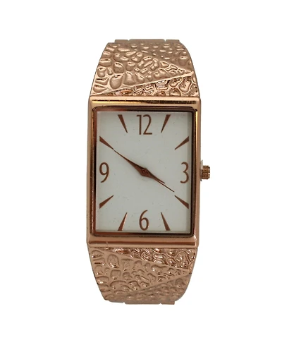 Rose Gold Textured Metallic Bangle Watch