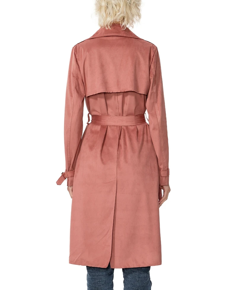 kimi + kai Women's Long Faux Suede Trench Coat