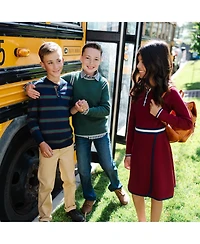 Hope & Henry Baby Boys Long Sleeve Henley Pullover Sweater with Elbow Patches