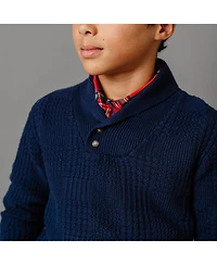 Hope & Henry Baby Boys Long Sleeve Textured Shawl Collar Sweater