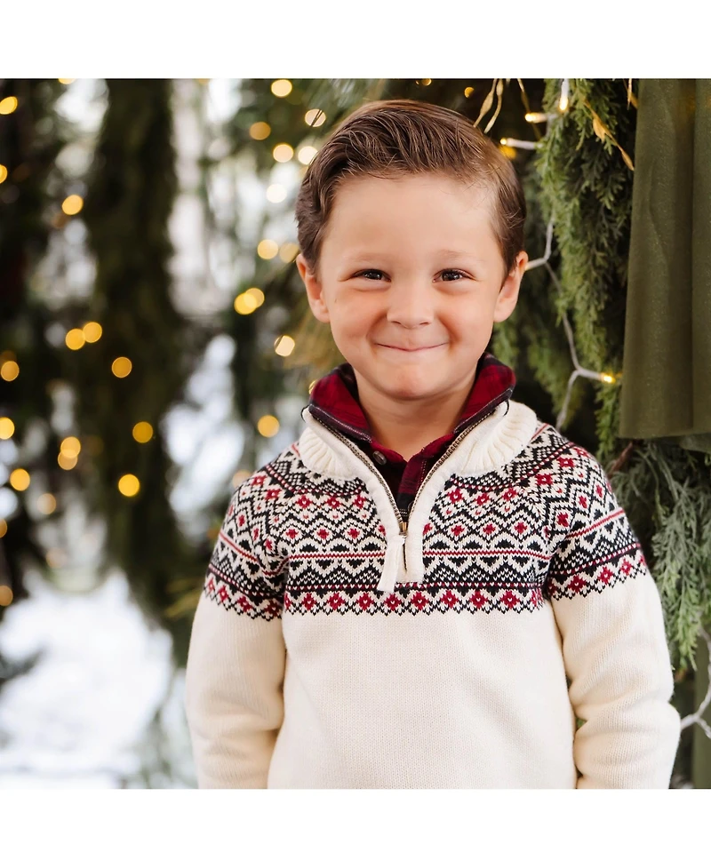 Hope & Henry Baby Boys Long Sleeve Half Zip Raglan Ski Sweater