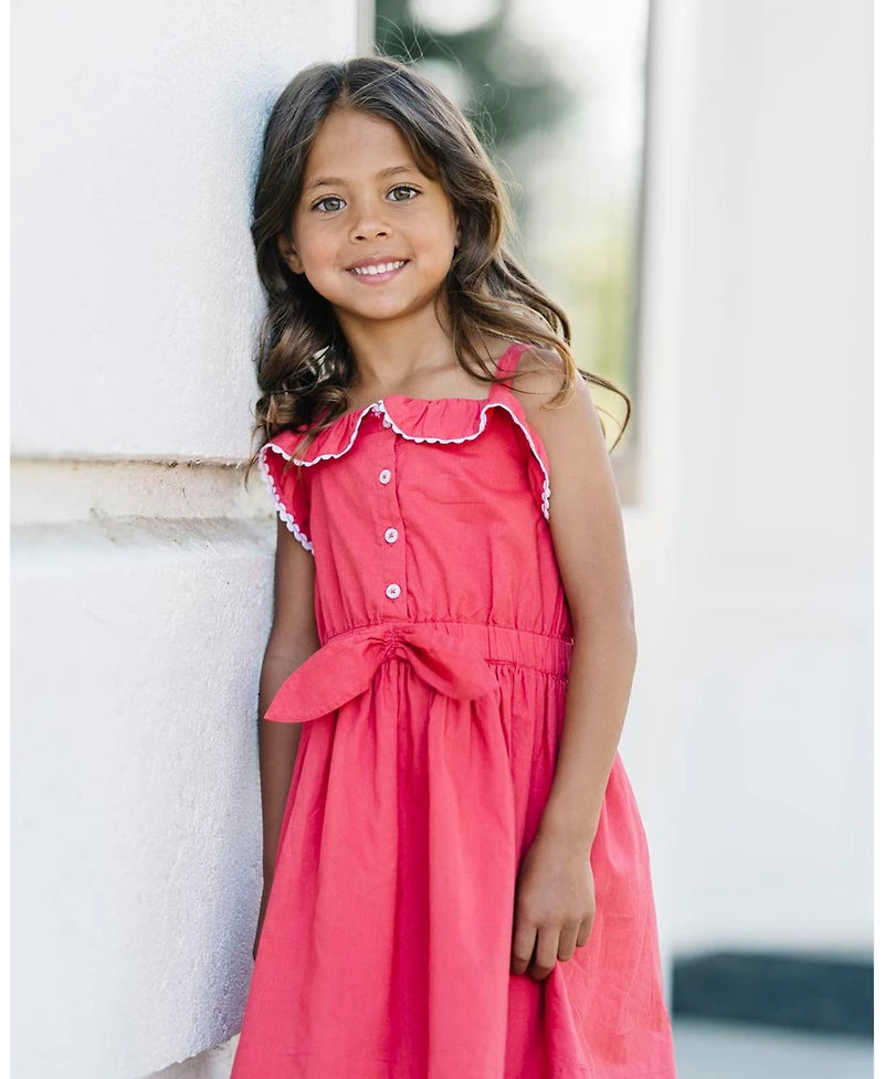 Hope & Henry Toddler Girls Sleeveless Button Front Ruffle Sundress