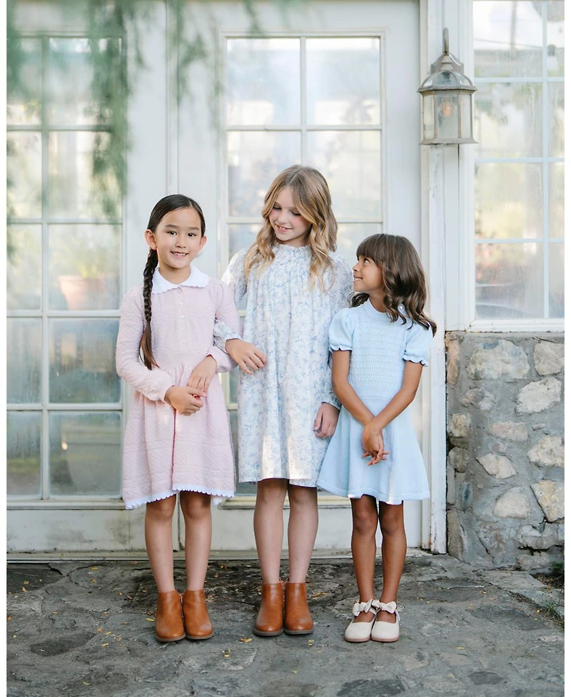 Hope & Henry Little and Big Girls' Organic Puff Sleeve Sweater Dress