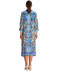 La Moda Clothing Women's Midi Summer Dress with Collared Neck, Short Sleeves