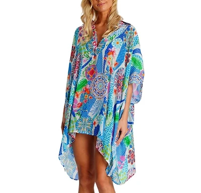 La Moda Clothing Women's Short Asymmetrical Kaftan Dress