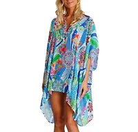La Moda Clothing Women's Short Asymmetrical Kaftan Dress