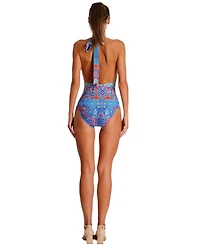 La Moda Clothing Women's Wrap One Piece Swimsuit- Rossie