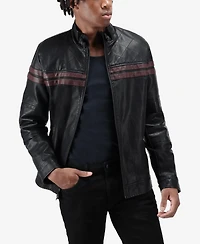 Xray Men's Grainy Pu Jacket Dogs Collar And Quilted Sleeves With Faux Shearling
